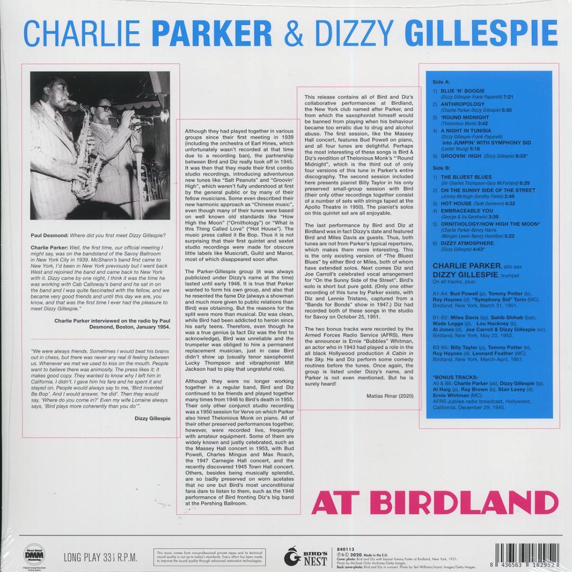 Charlie Parker, Dizzy Gillespie - At Birdland (+2 bonus tracks) (ltd. ed.) (180g) (orange vinyl)