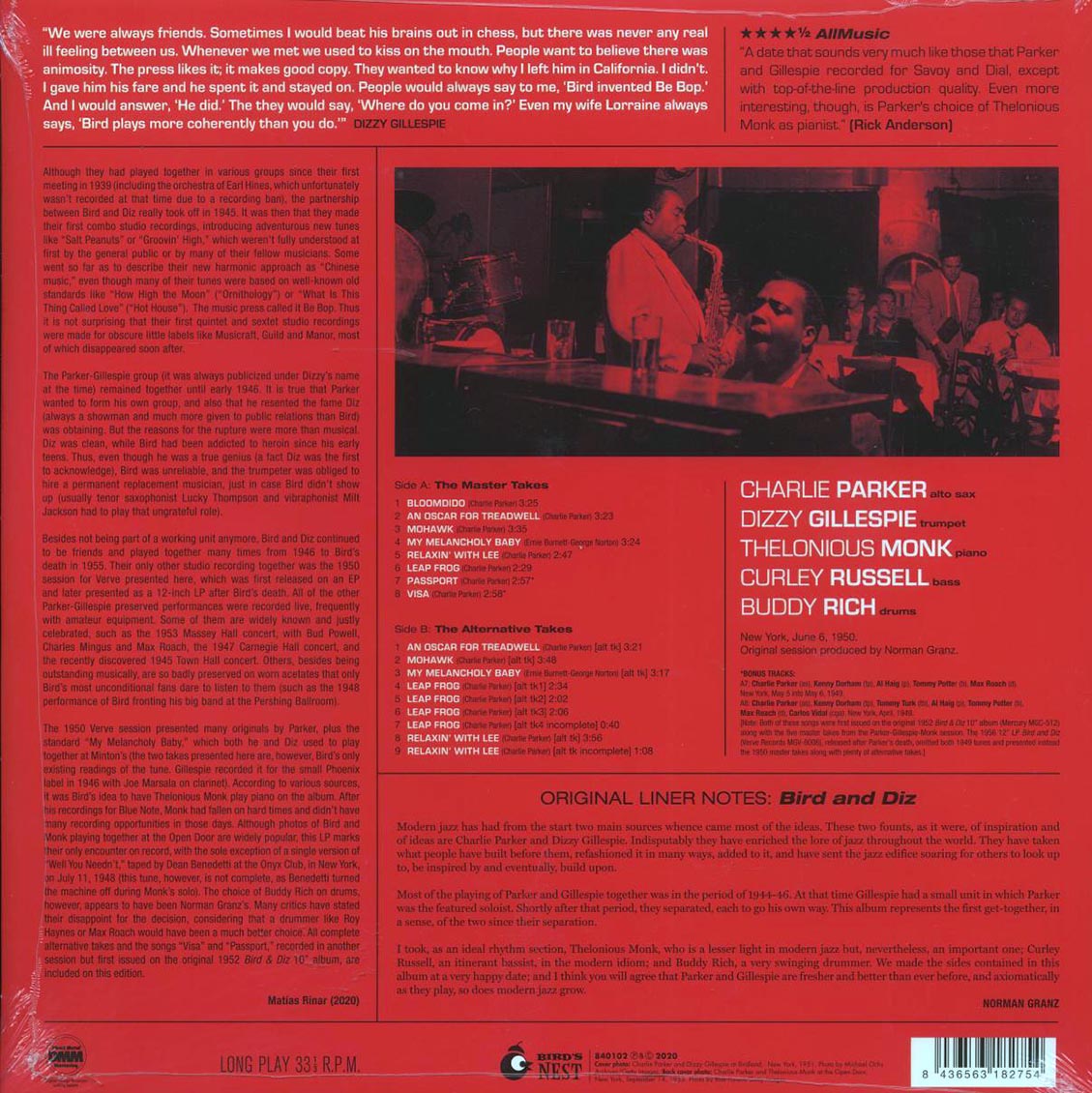 Charlie Parker, Dizzy Gillespie - Bird And Diz (ltd. ed.) (180g) (red vinyl)