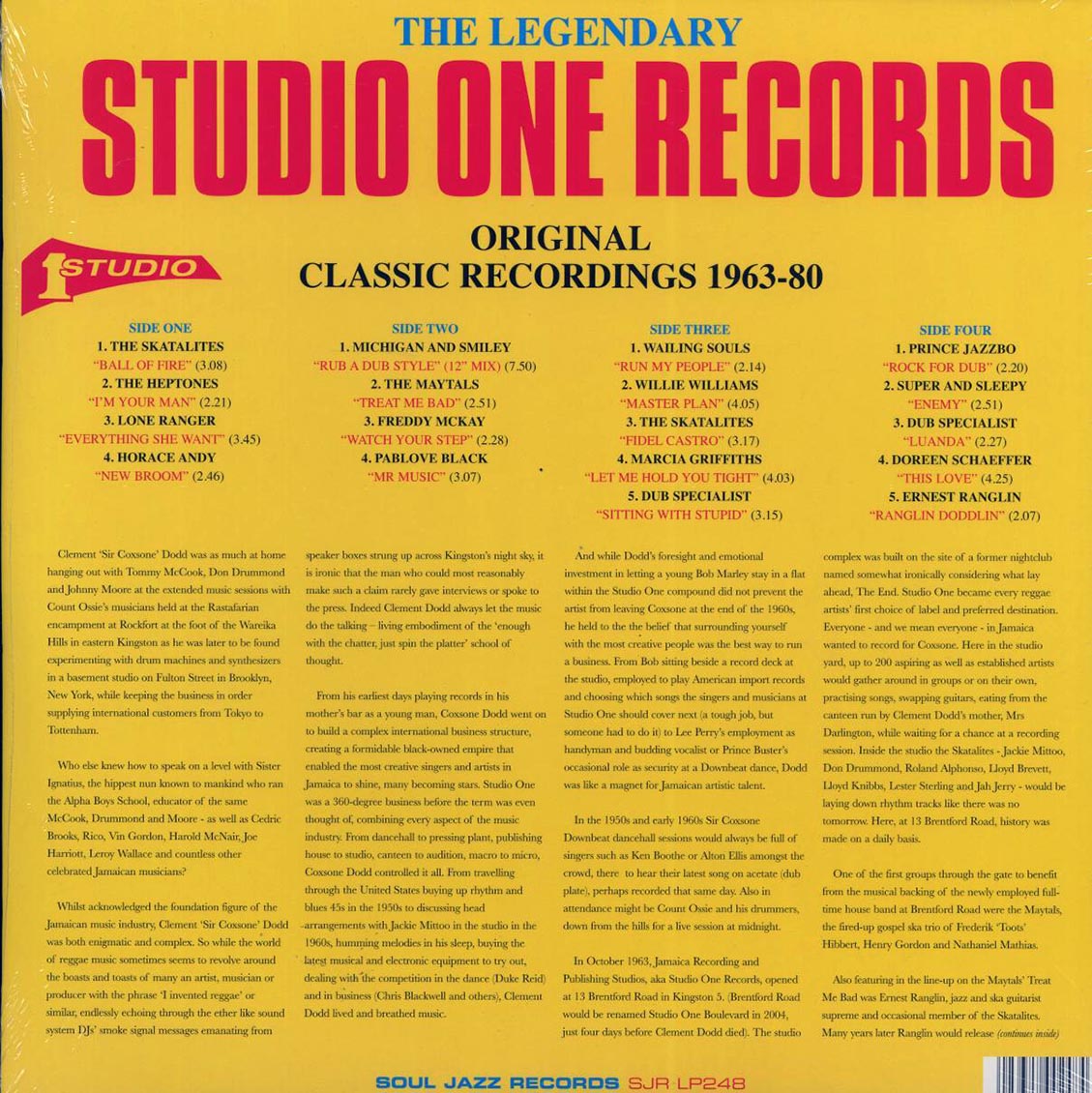 The Skataites, The Maytals, Freddy McKay, Sub Specialist, Ernest Ranglin, Lone Ranger, Etc. - The Legendary Studio One Records: Original Classic Recordings 1963-1980 (2xLP)