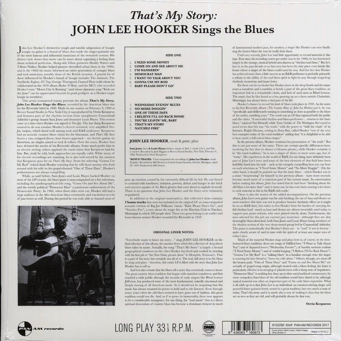 John Lee Hooker - That's My Story: John Lee Hooker Sings The Blues (+2 bonus tracks) (ltd. ed.) (180g)