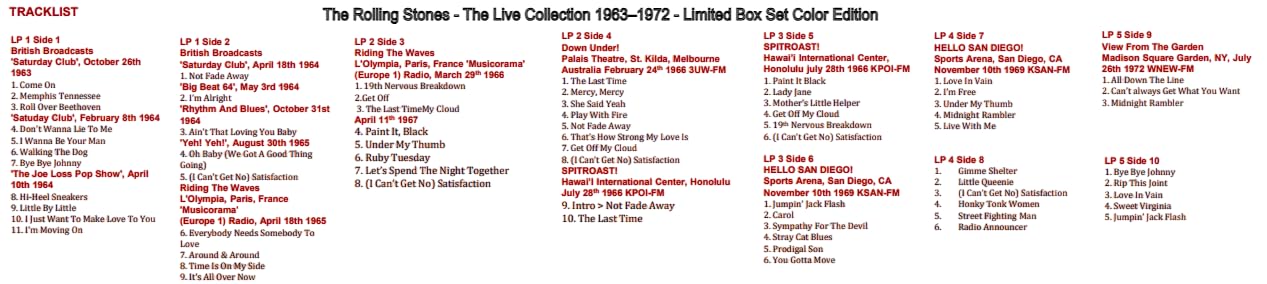 The Rolling Stones - The Live Collection 1963 - 1972 - Limited Color Edition