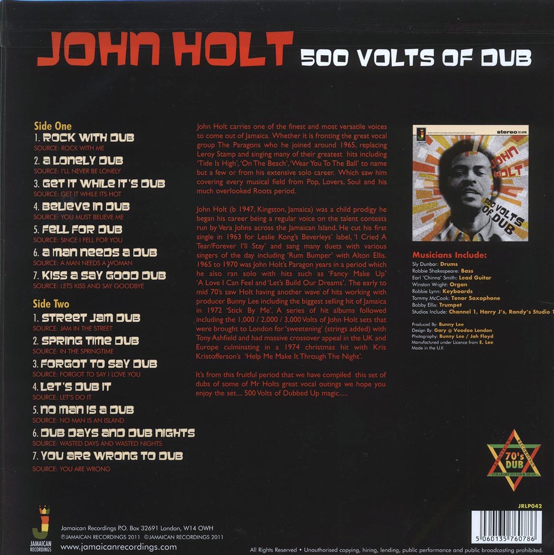 John Holt - 500 Volts Of Dub (180g)