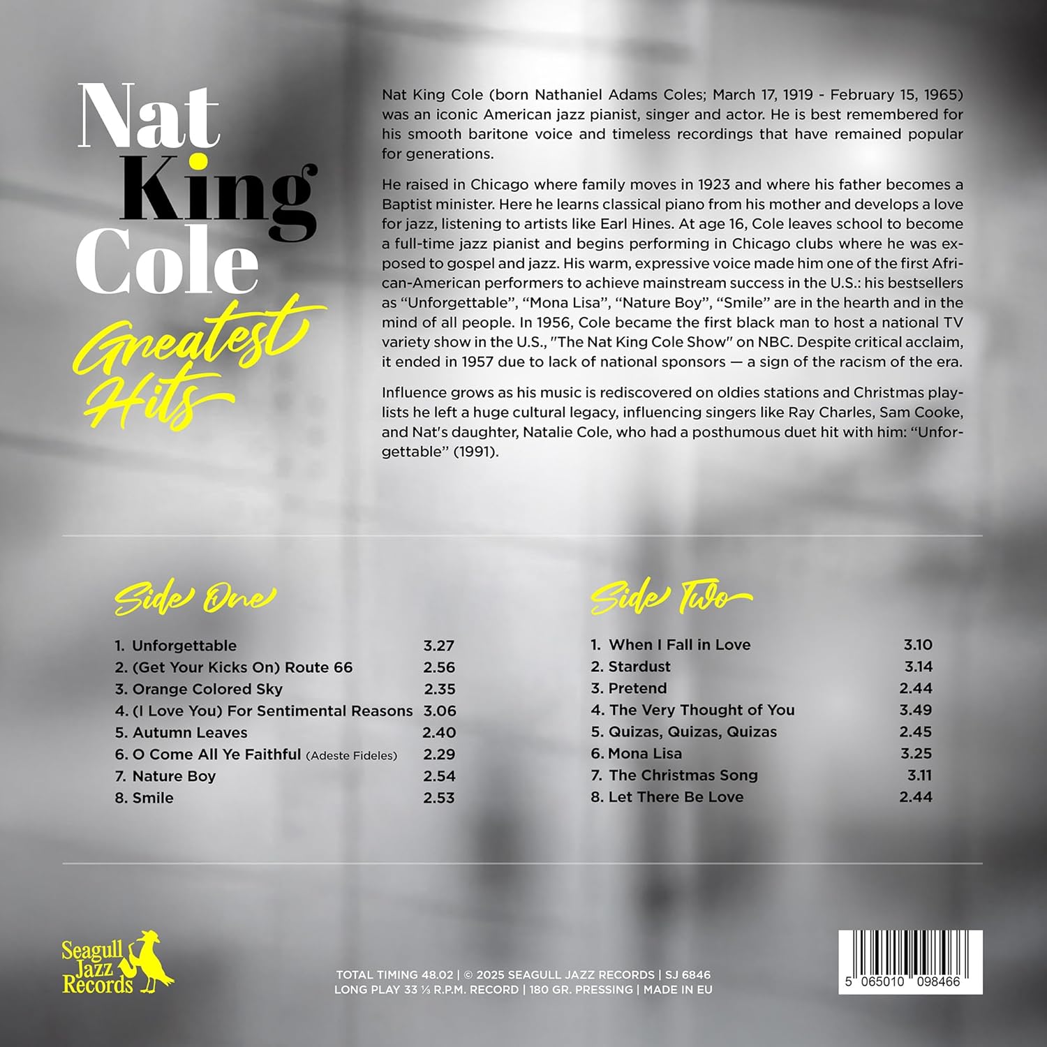 Nat King Cole Greatest Hits - Limited Color Edition - Yellow Splatter LР