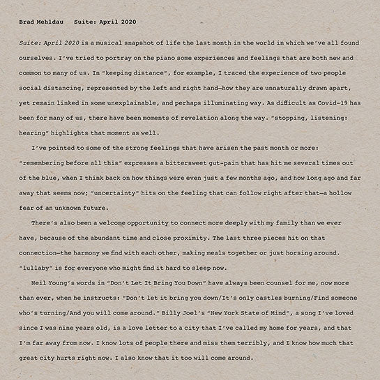 MEHLDAU BRAD - SUITE: APRIL 2020