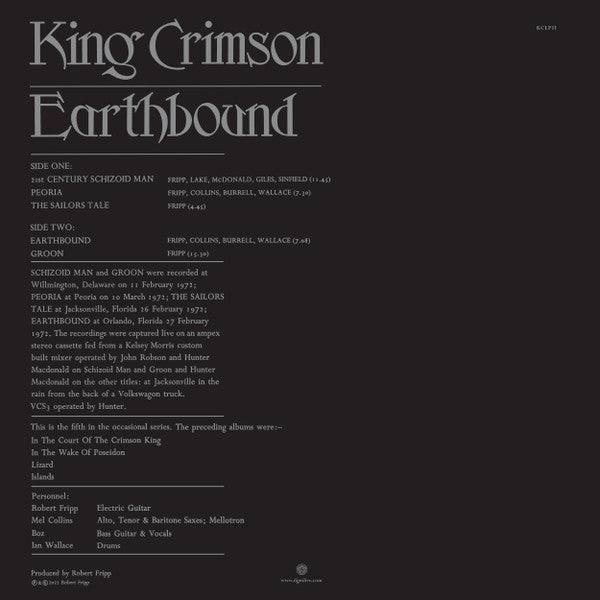 KING CRIMSON - EARTHBOUND (200G/50TH ANNIVERSARY)