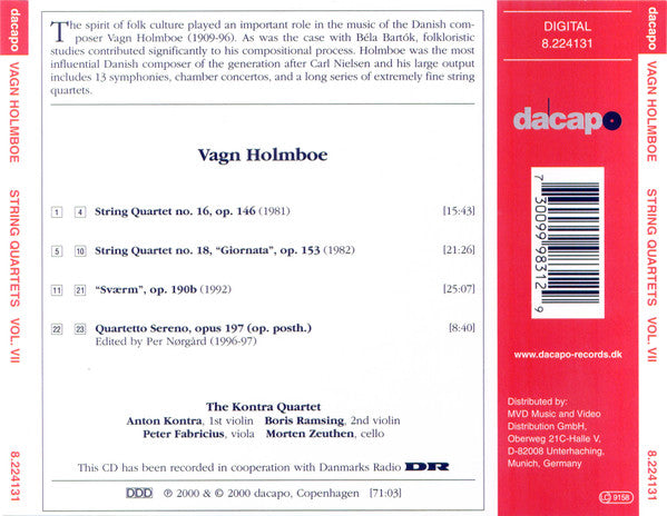 HOLMBOE,V. - STREICHQUARTETTE VOL.7