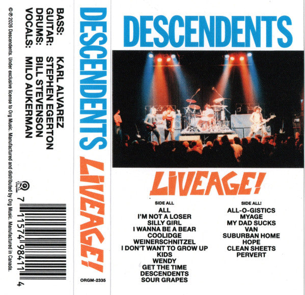 DESCENDENTS - LIVEAGE! (ORANGE CASSETTE)