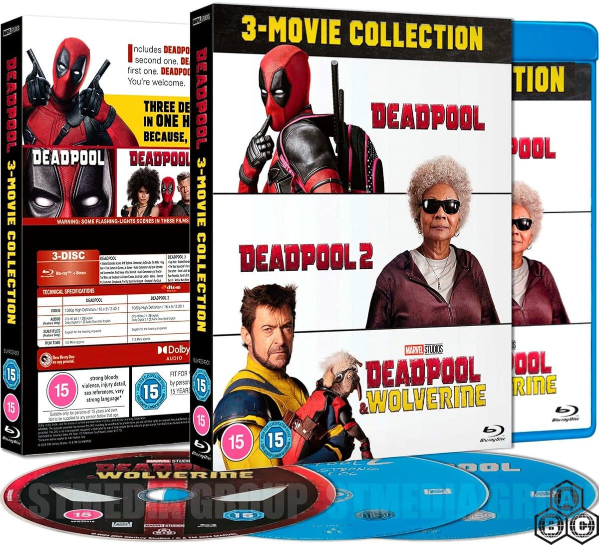Deadpool: 3-Movie Blu-ray Collection Region Free Deadpool / 2 / & Wolverine product cover