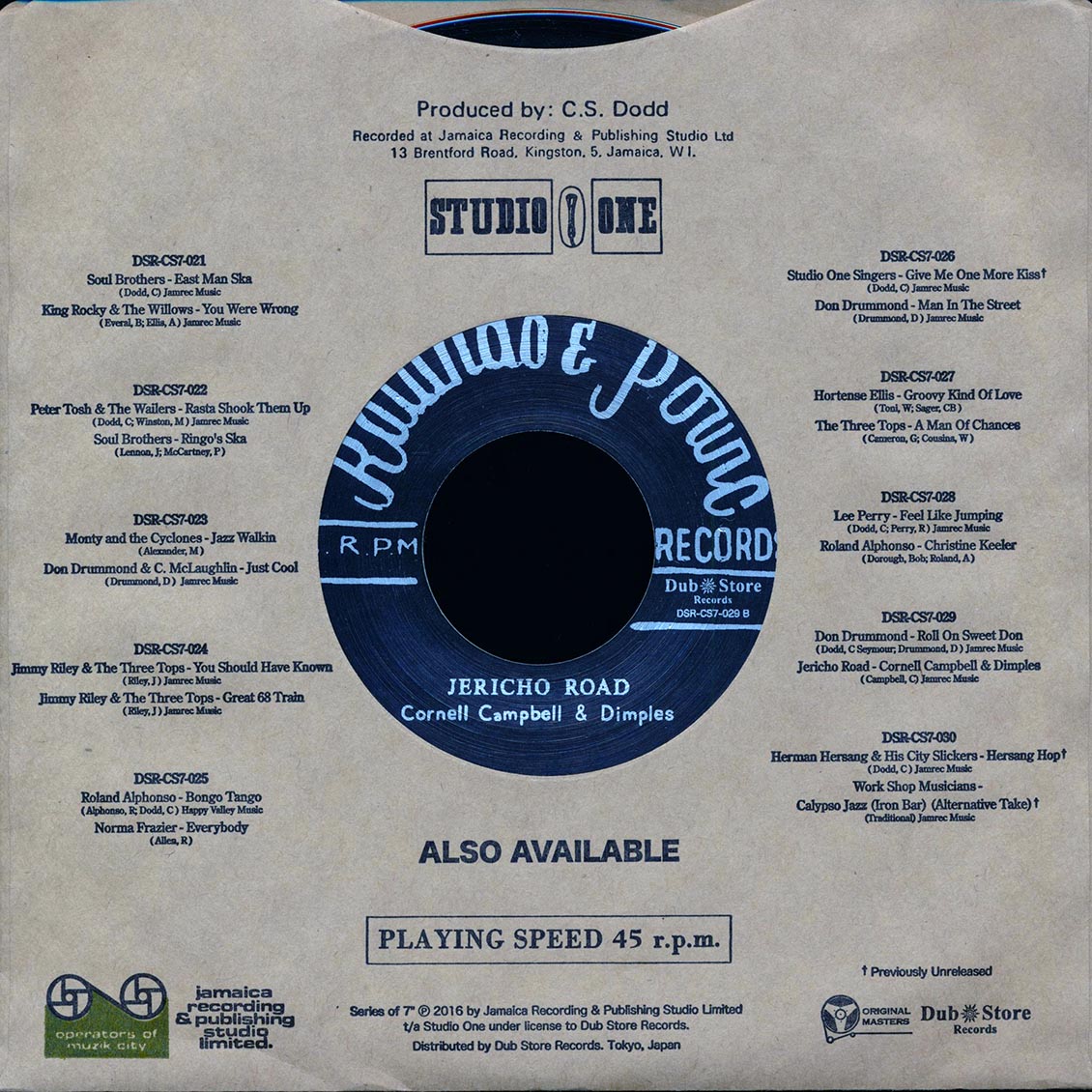 Don Drummond - Roll On Sweet Don / Cornell Campbell, Dimples - Jericho Road (Japan) (Japan press) product image 2