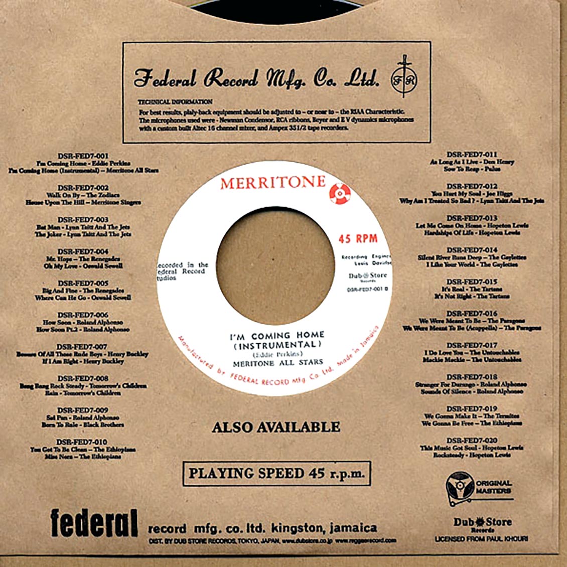 Eddie Perkins - I'm Coming Home / Merritone All Stars - Instrumental (Japan) (Japan press) product image 2