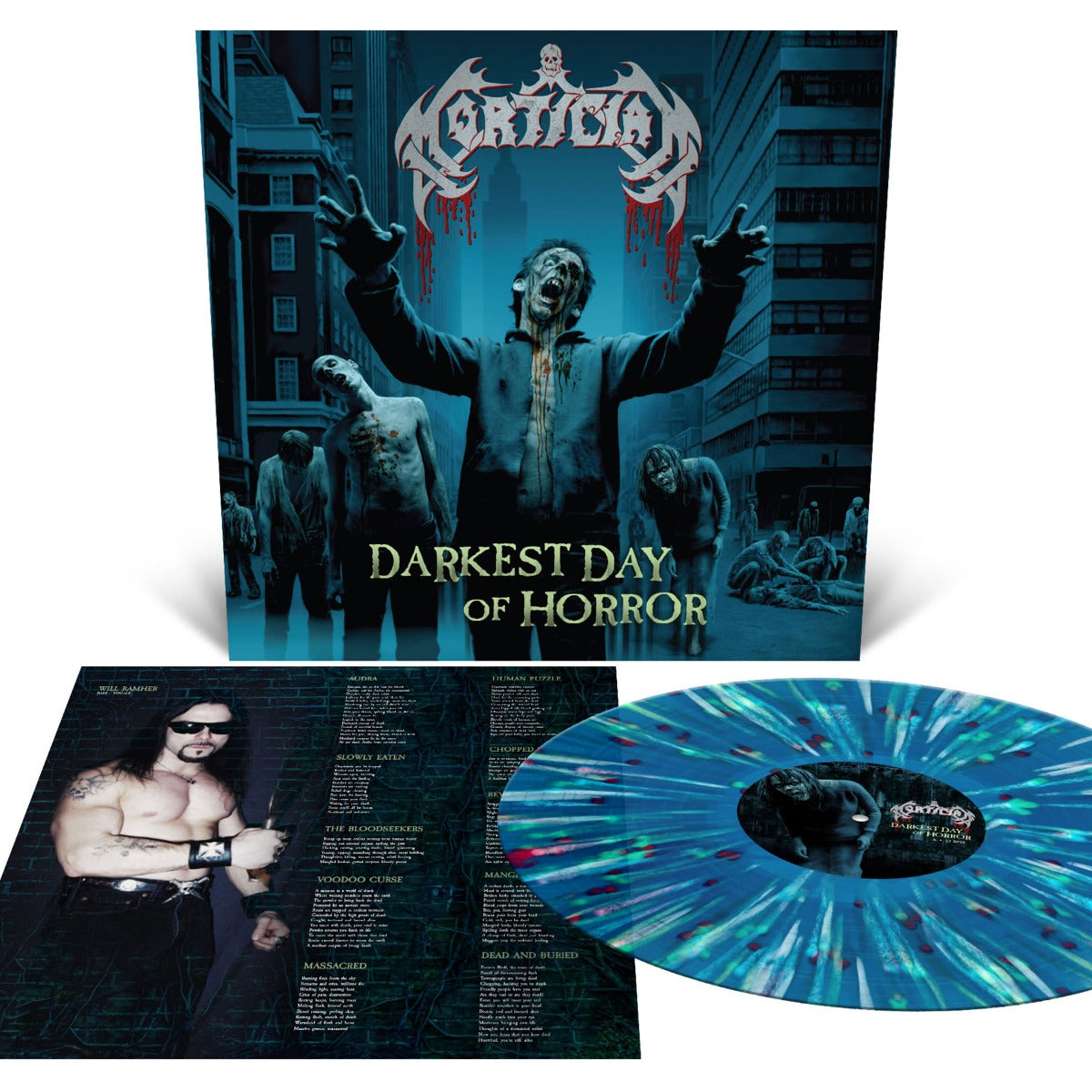 Mortician Darkest Day Of Horror (Colored Vinyl, Sea Blue with Splatter)