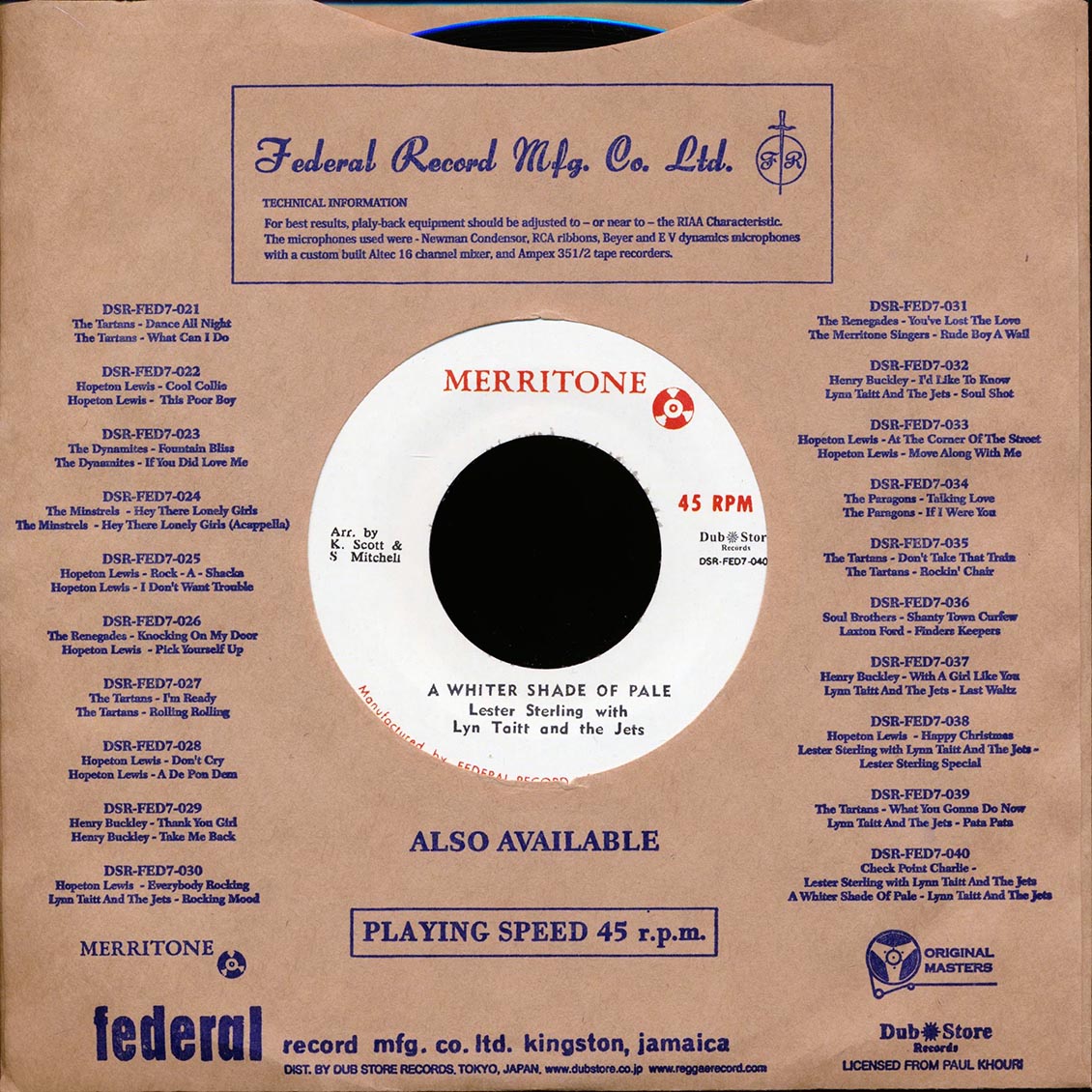 Lester Sterling, Lynn Taitt & The Jets - Check Point Charlie  /  Lester Sterling, Lynn Taitt & The Jets - A Whiter Shade Of Pale (Japan)