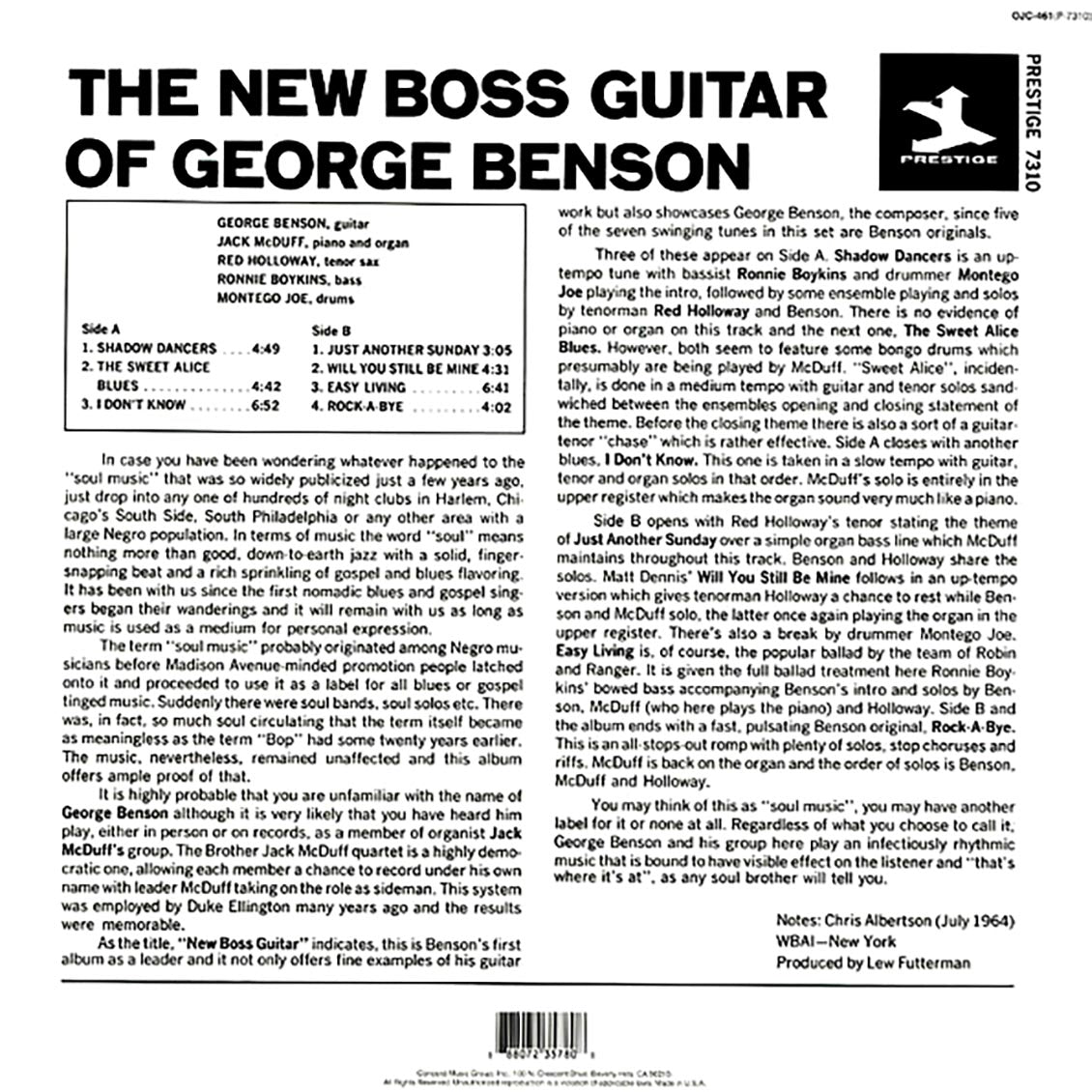 The George Benson, Jack McDuff Quartet - The New Boss Guitar Of George Benson
