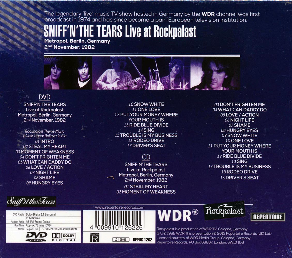 Sniff 'N' The Tears - Live At Rockpalast (incl. DVD)