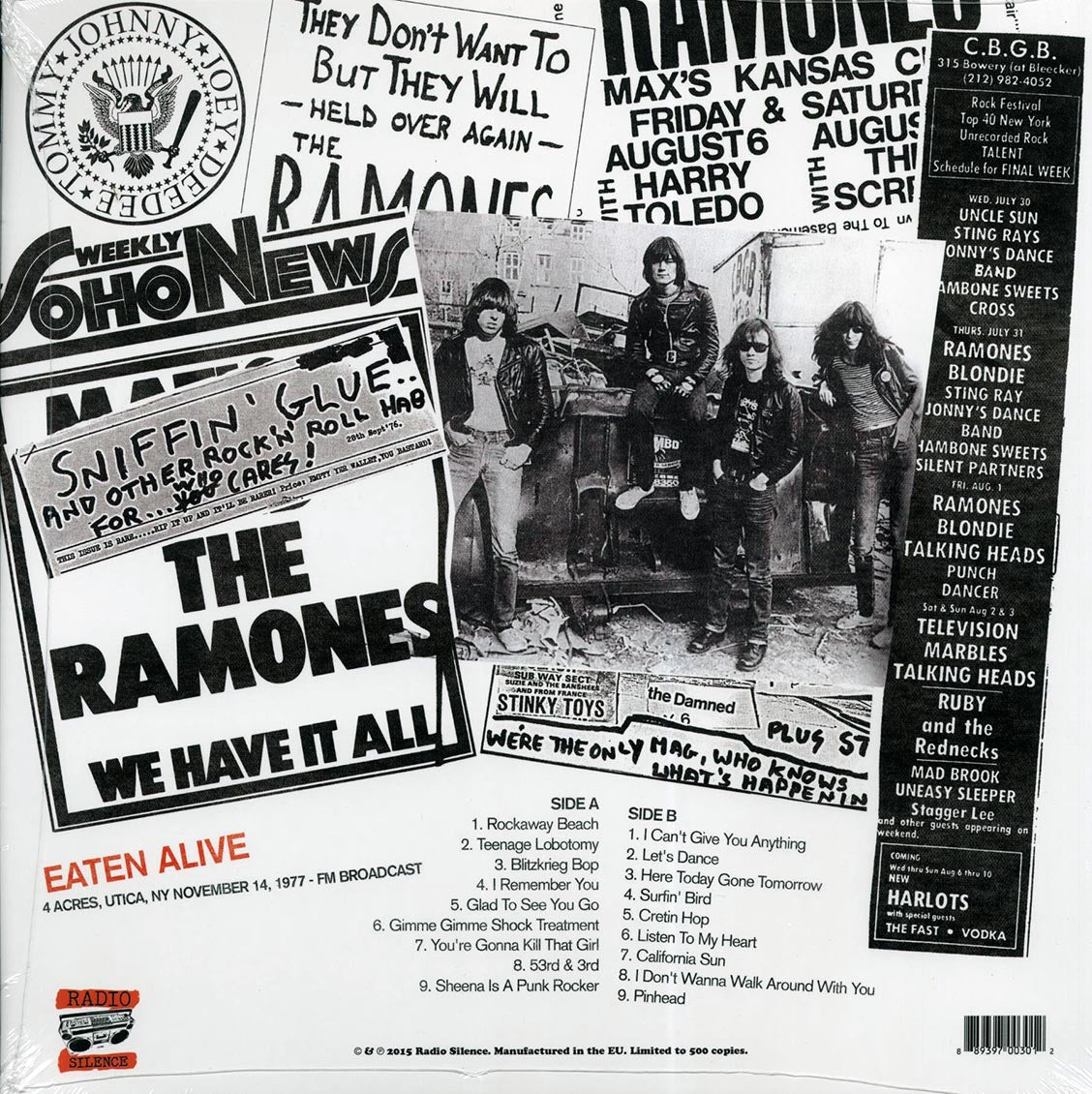 The Ramones - Eaten Alive: 4 Acres, Utica, NY, November 14, 1977, FM Broadcast (ltd. 500 copies made)