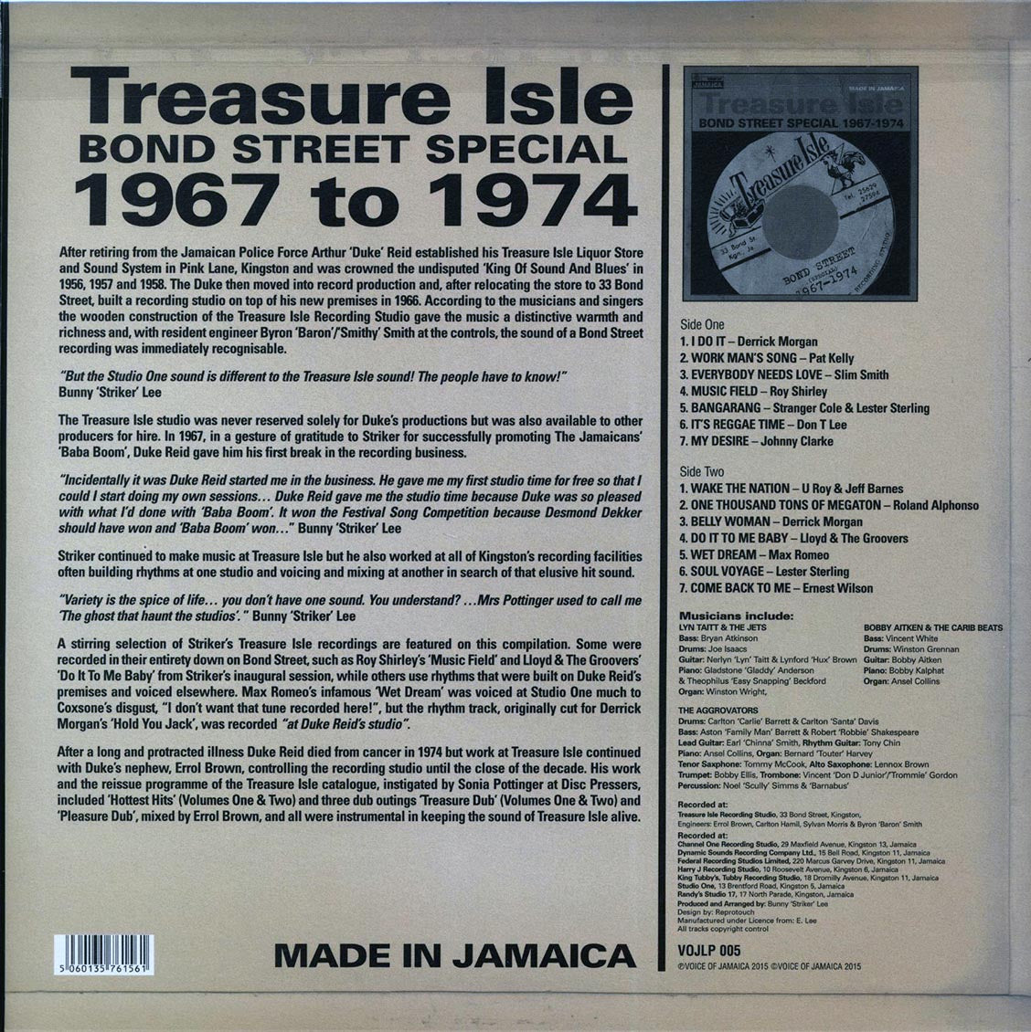 Slim Smith, Johnny Clarke, Lester Sterling, Etc. - Treasure Isle: Bond Street Special 1967-1974 (180g)