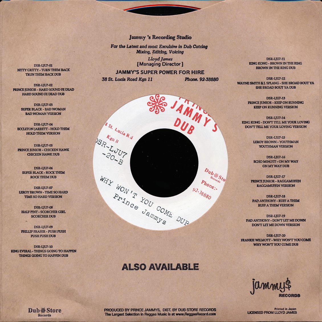 Frankie Wilmott - Why Won't You Come  /  Prince Jammy - Version (Japan)