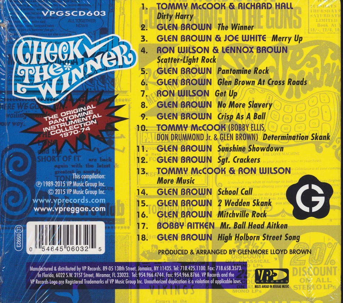 Glen Brown - Check The Winner: The Original Pantomine Instrumental Collection 1970-74