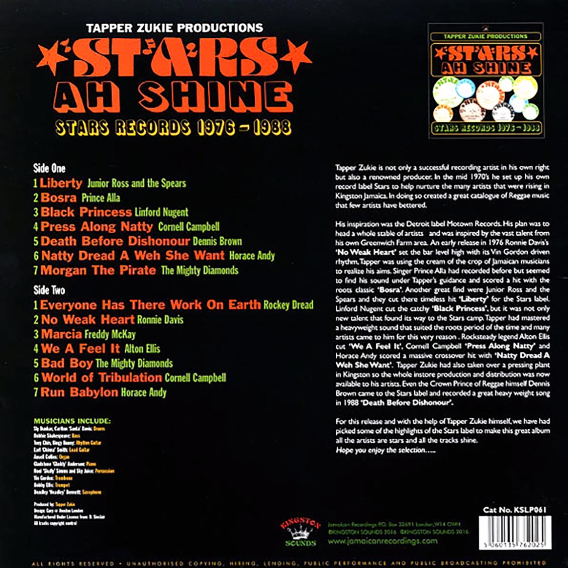 Prince Alla, Horace Andy, Frankie Jones, Jr. Ross & The Spears, Etc. - Stars Ah Shine: Stars Records 1976-1988 (180g)