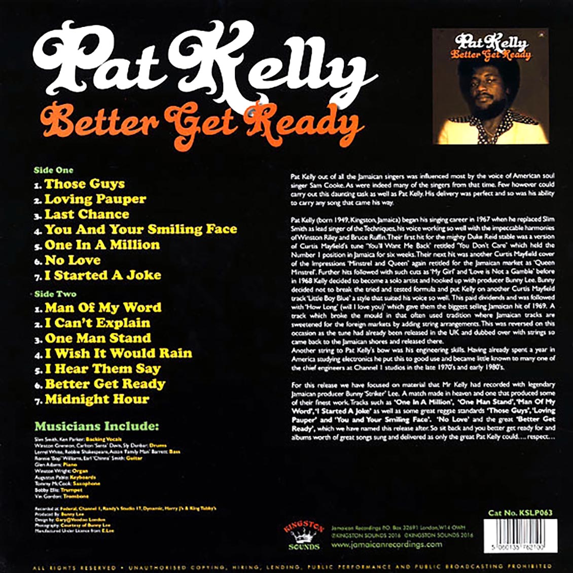 Pat Kelly - Better Get Ready (180g)