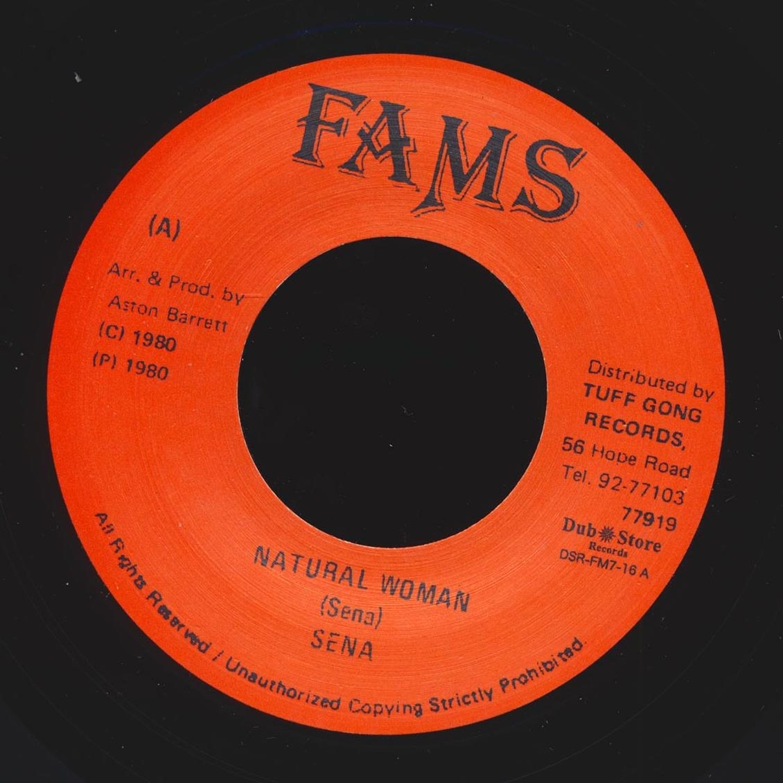 Sena - Natural Woman  /  Tuff Gong All Stars - Version (Japan) (Japan press)