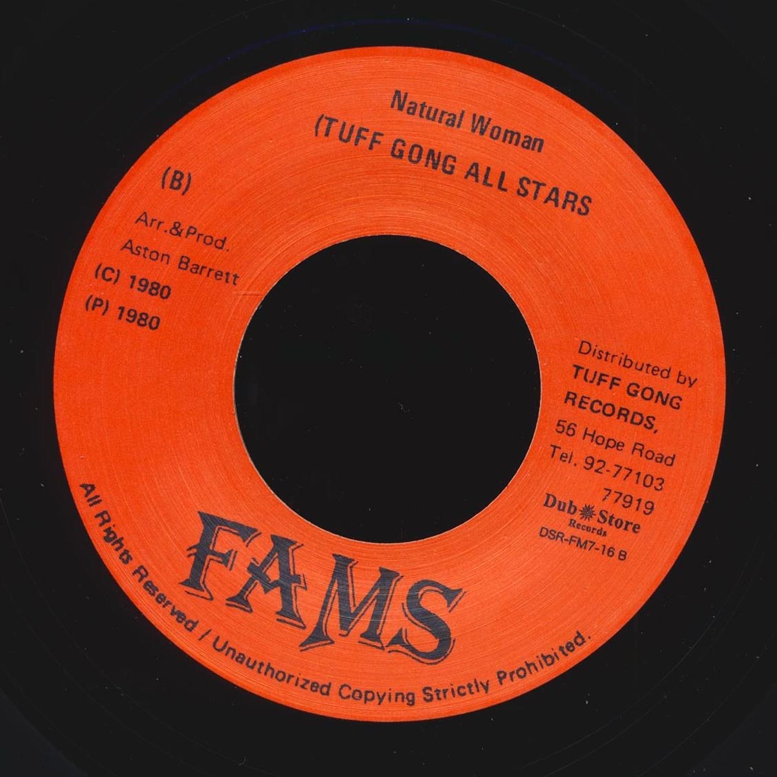 Sena - Natural Woman  /  Tuff Gong All Stars - Version (Japan) (Japan press)