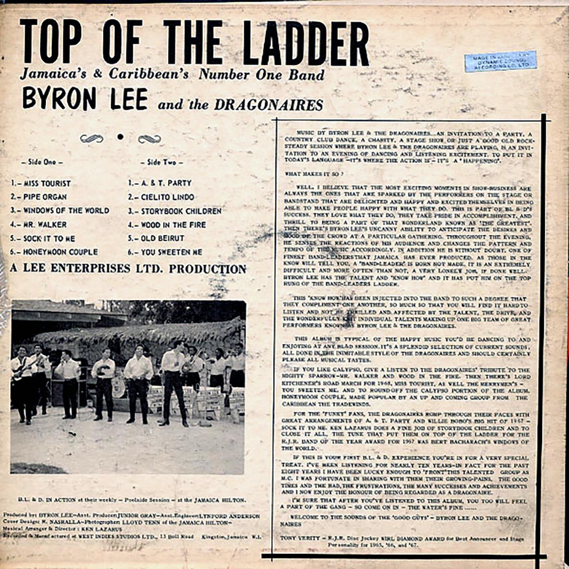 Byron Lee & The Dragonaires - Top Of The Ladder (Jamaica press) (orig. press)