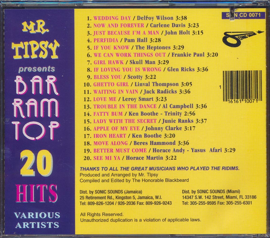 Ken Boothe, Frankie Paul, The Heptones, Etc. - Mr. Tipsy Presents Bar Ram Top 20 Hits (20 tracks)