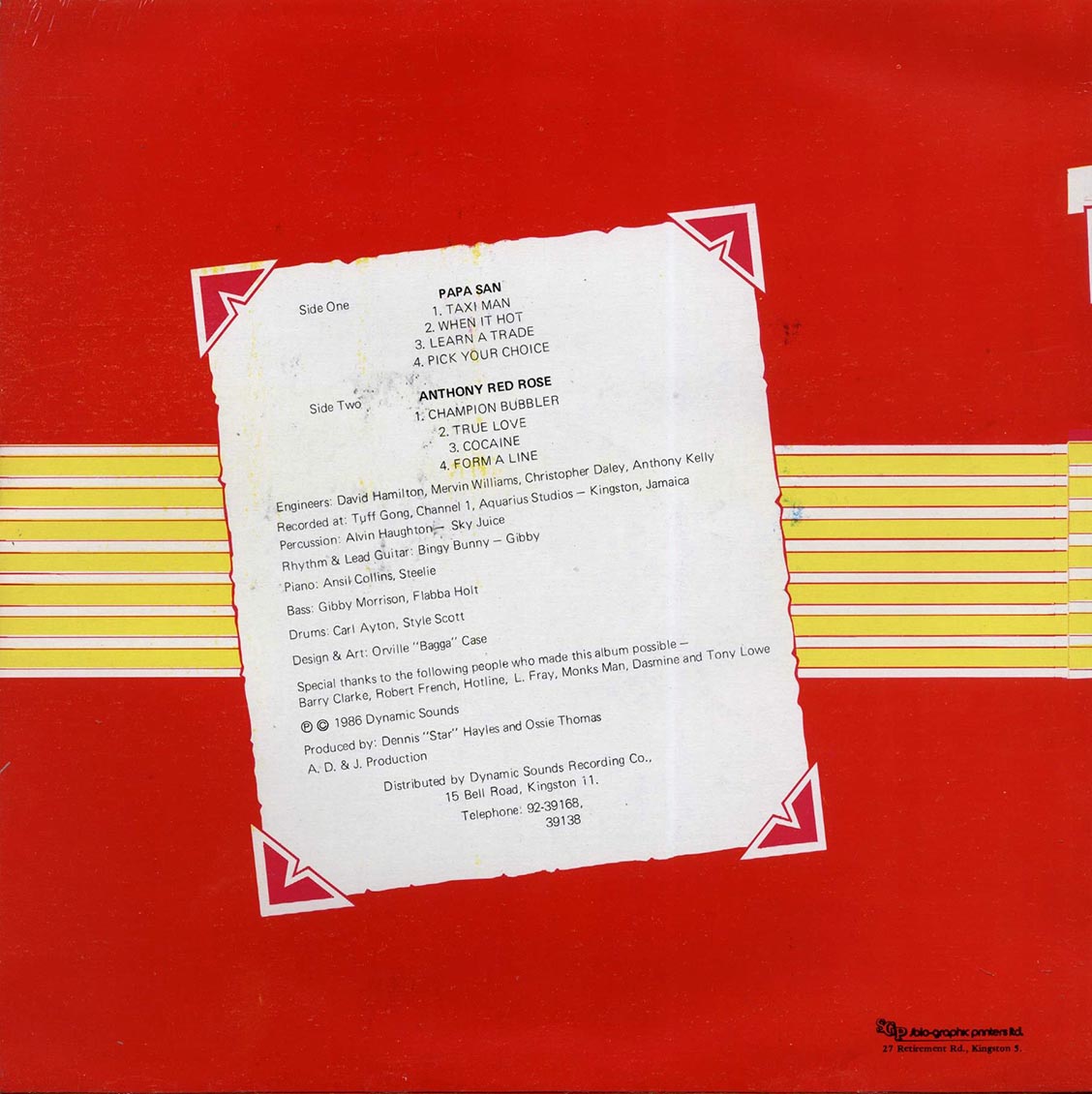 Papa San, Anthony Red Rose - Frontline (Jamaica press) (orig. press)