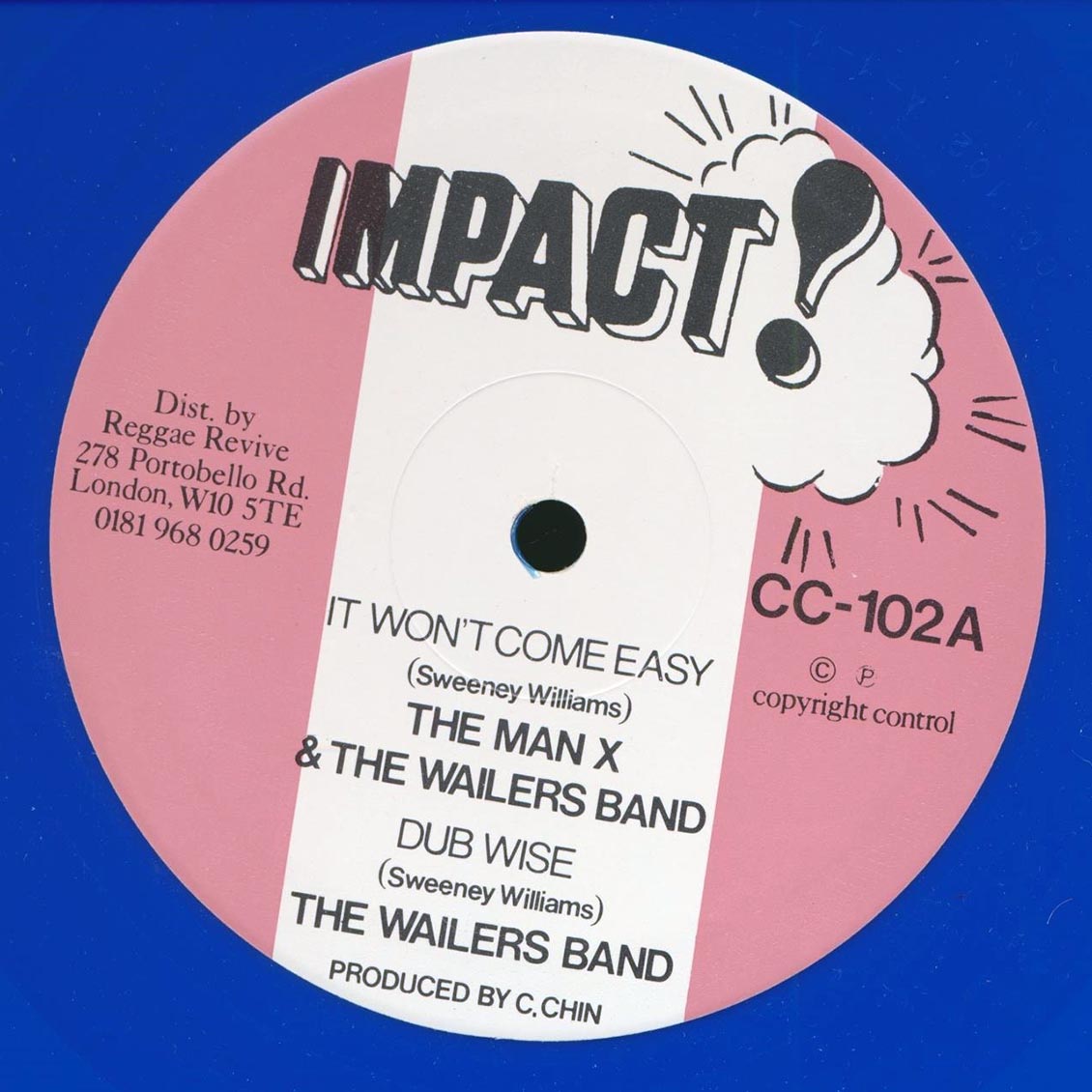 The Man X & The Wailers Band - It Won't Come Easy;  The Wailers Band - Dubwise  /  Randy's All Stars - Batman (blue vinyl)