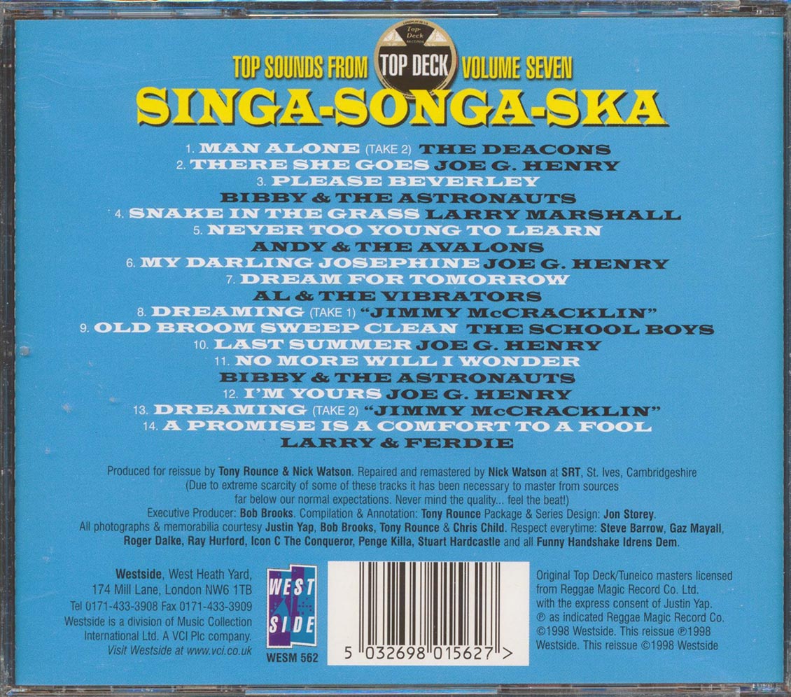 Bibby & The Astronauts, The Deacons, Larry Marshall, Etc. - Singa Songa Ska: Top Sounds From Top Deck #7