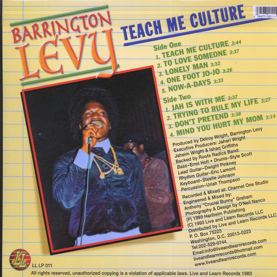 Barrington Levy - Teach Me Culture (green vinyl)