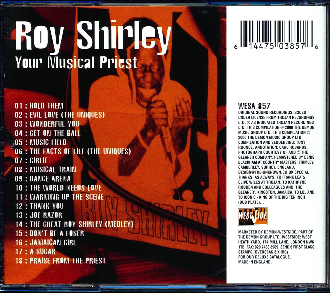 Roy Shirley - Your Musical Priest: Classic Ska, Rock Steady & Reggae 1966-1972