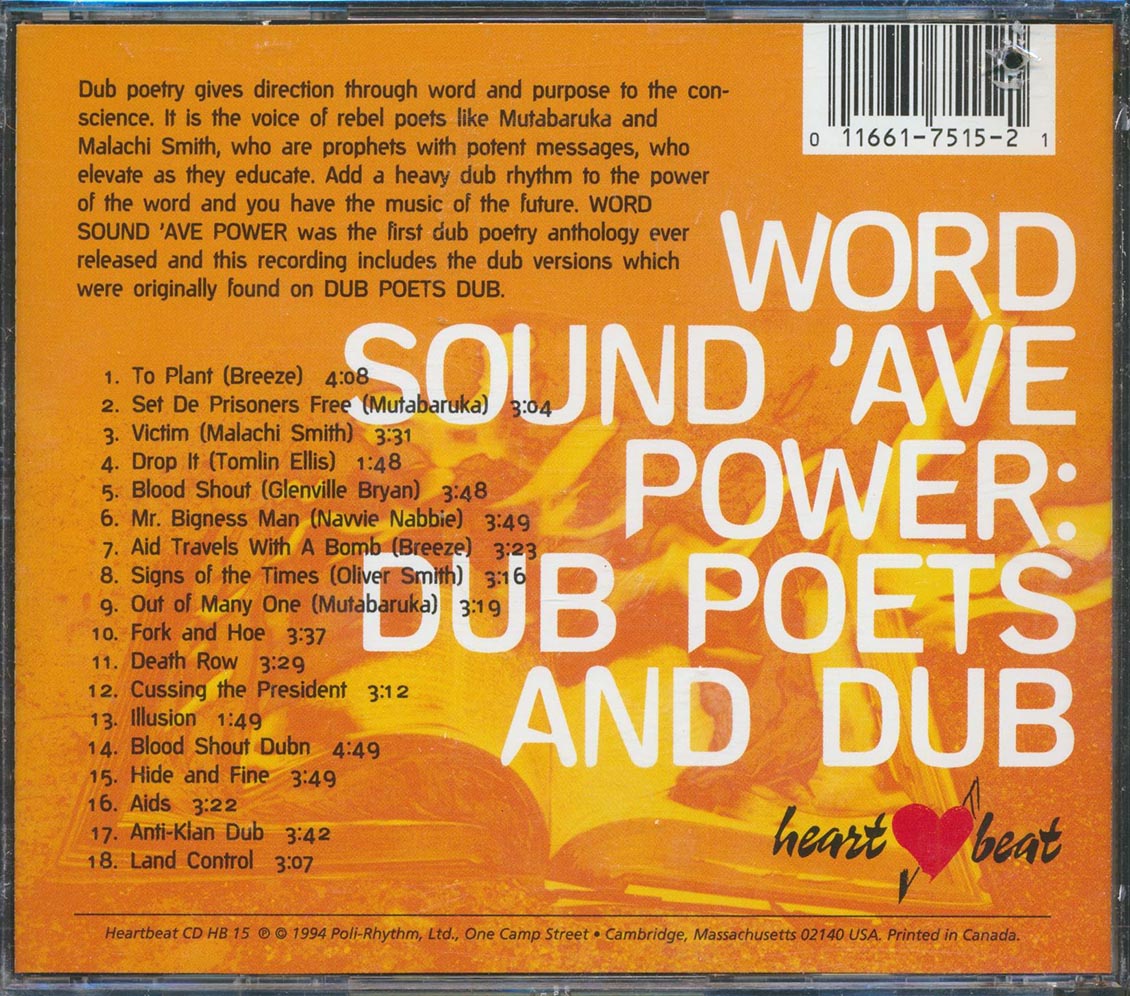 High Times Players, Mutabaruka, Breeze, Malachi Smith, Etc. - Word Soun 'Ave Power + Dub Poets & Dub (2 albums on 1 CD) (marked/ltd stock)