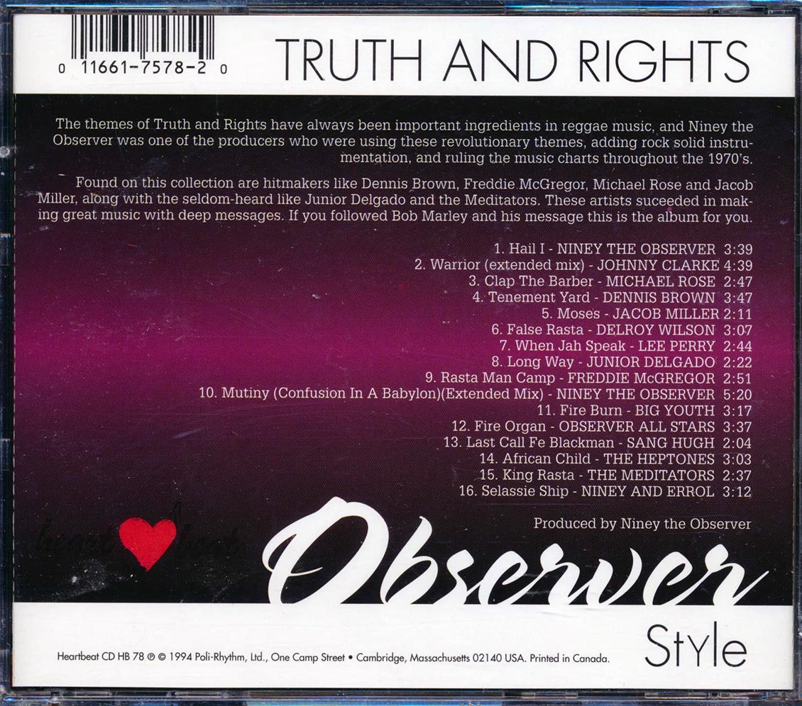 Jacob Miller, Lee Perry, Johnny Clarke, The Meditations, Etc. - Truth & Rights Observer Style (marked/ltd stock)