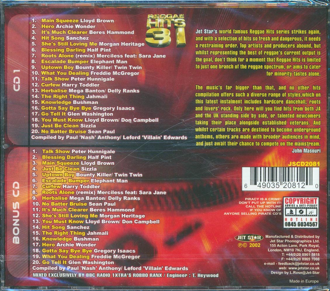 Half Pint, Bushman, Beres Hammond, Etc. - Reggae Hits Volume 31 (40 tracks) (2xCD)