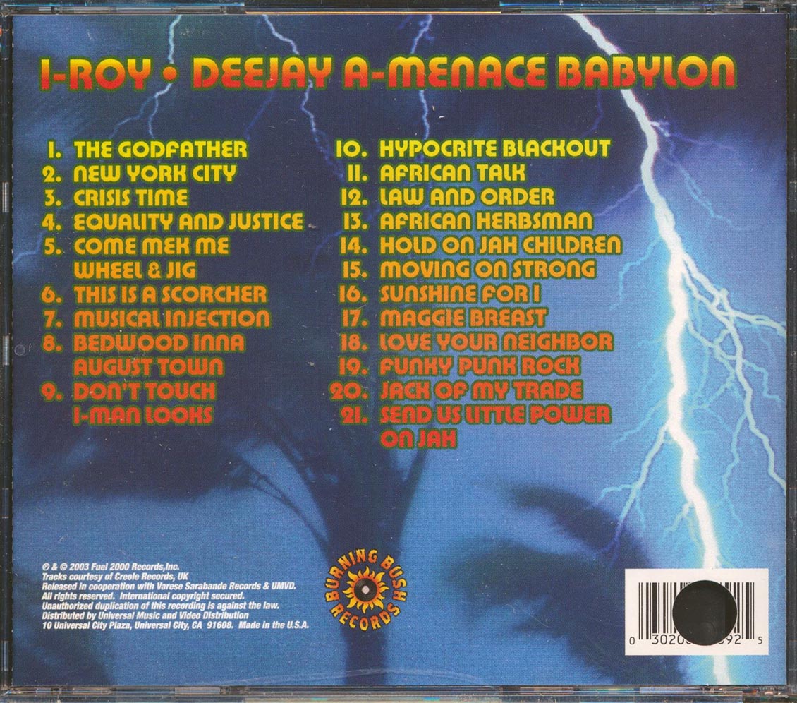 I Roy - Deejay A Menace Babylon (21 tracks) (marked/ltd stock)