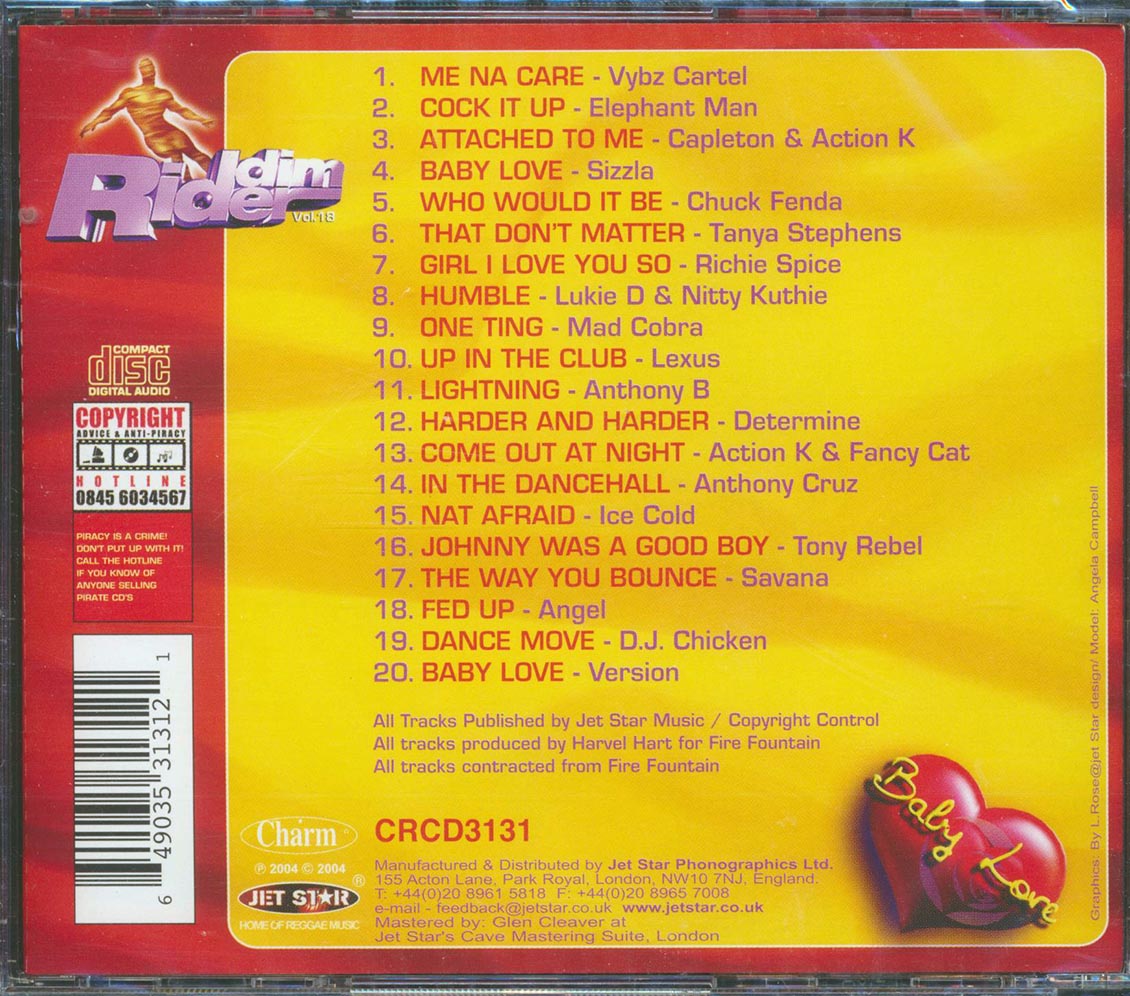 Sizzla, Chuck Fender, Tanya Stephens, Etc. - Riddim Rider: Baby Love (rhythm: "Baby Love") (20 tracks)