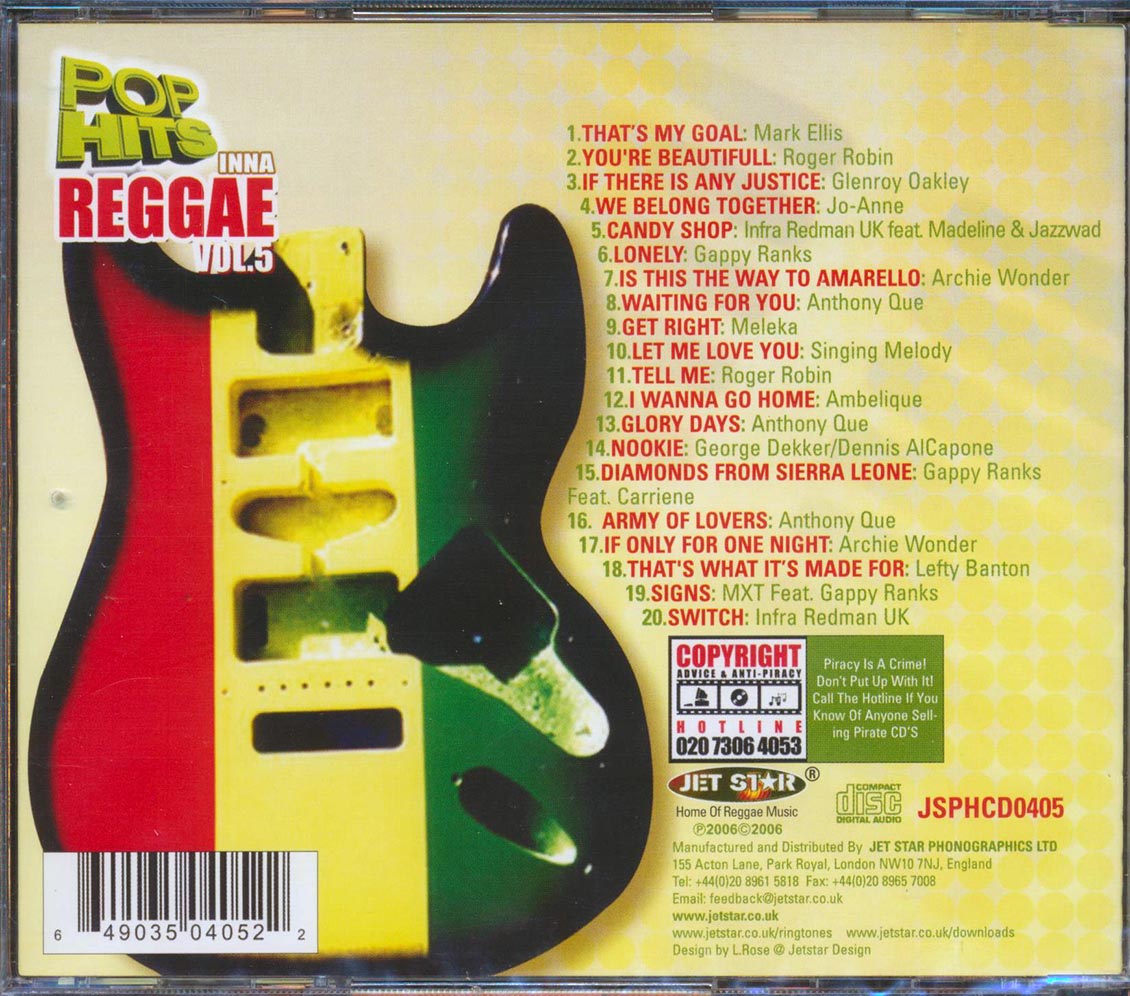 Gappy Ranks, Roger Robin, Ambelique, Etc. - Pop Hits Inna Reggae Volume 5 (20 tracks)