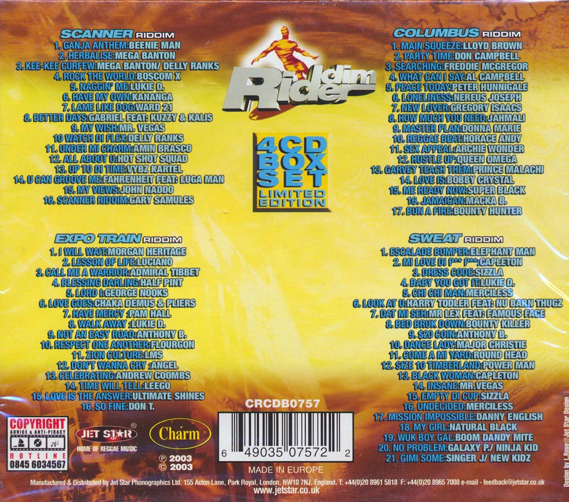 Sizzla, Capleton, Luciano, Etc. - Riddim Rider 4 CD Box Set (70 tracks) (4xCD)