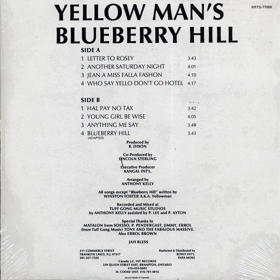 Yellowman - Blueberry Hill (orig. press)