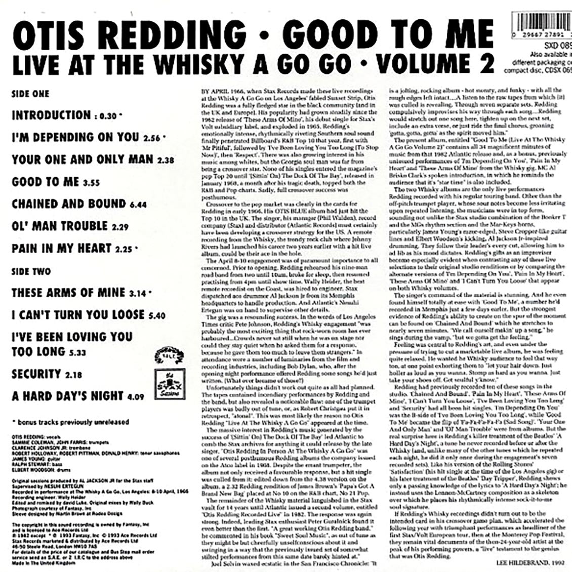 Otis Redding - Good To Me: Live At The Whisky A Go Go Volume 2