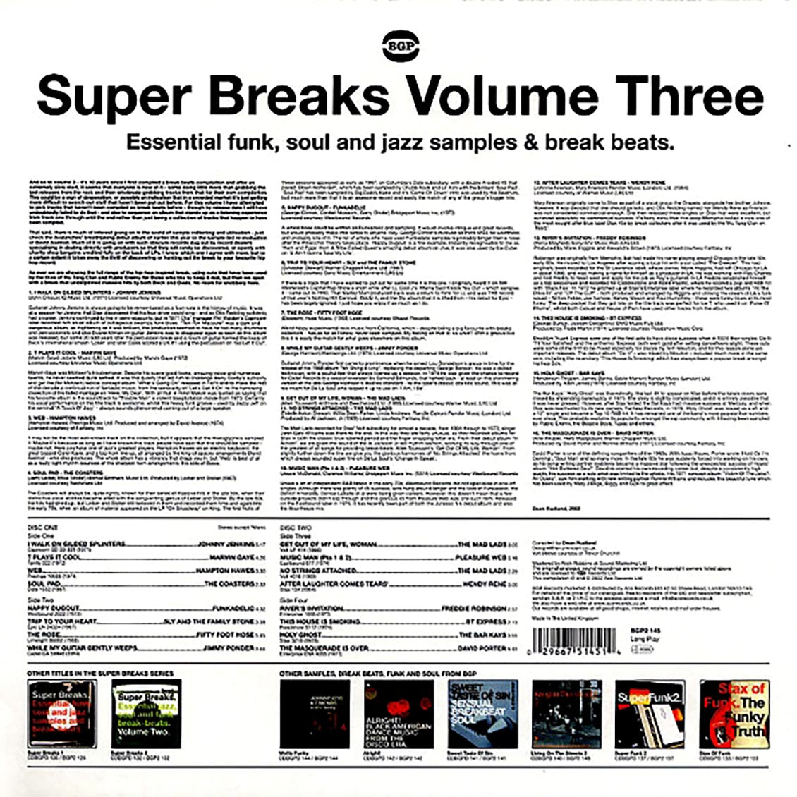 Funkadelic, The Bar Kays, Marvin Gaye, The Mad Lads, Etc. - Super Breaks: Essential Funk, Soul And Jazz Samples & Break Beats Volume 3 (2xLP)