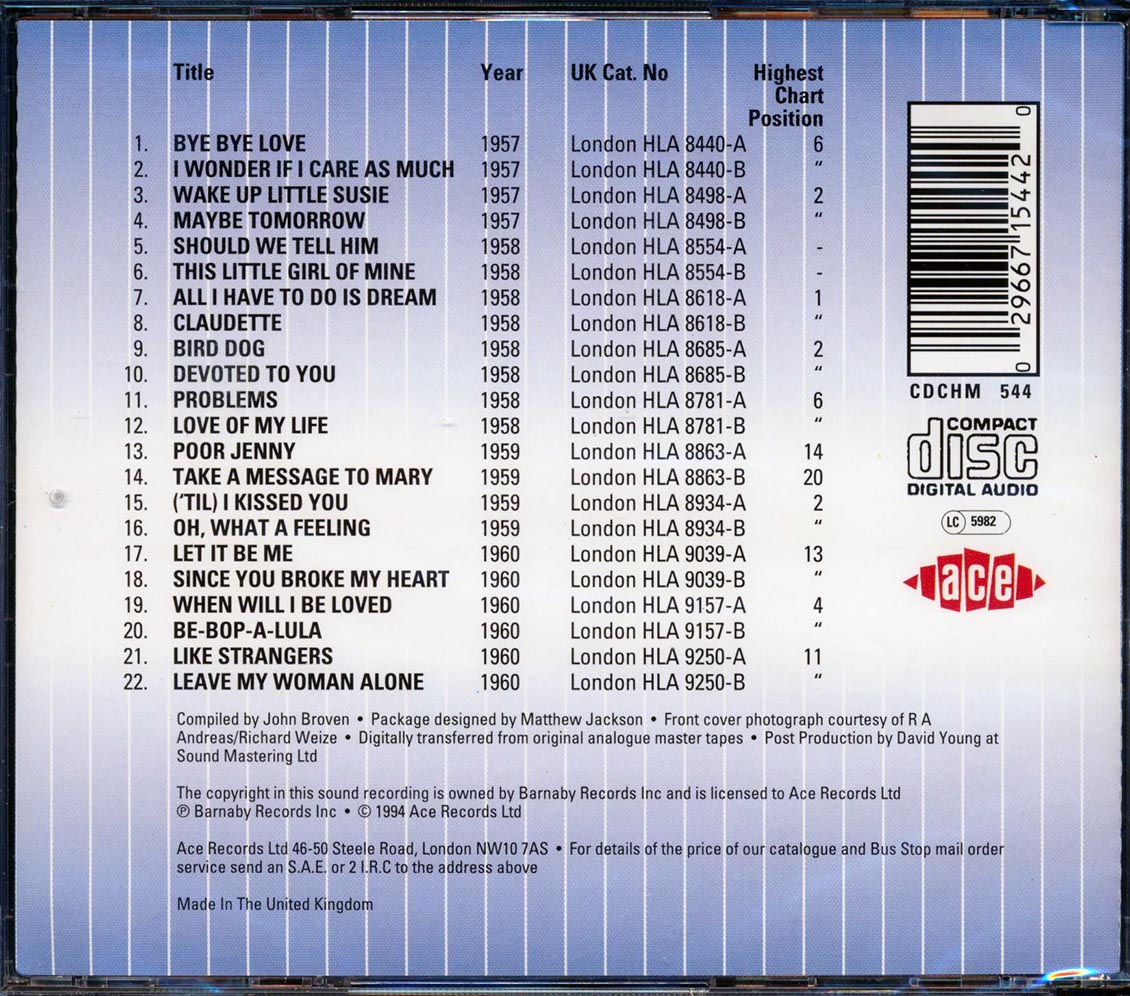 The Everly Brothers - Original British Hit Singles (22 tracks)