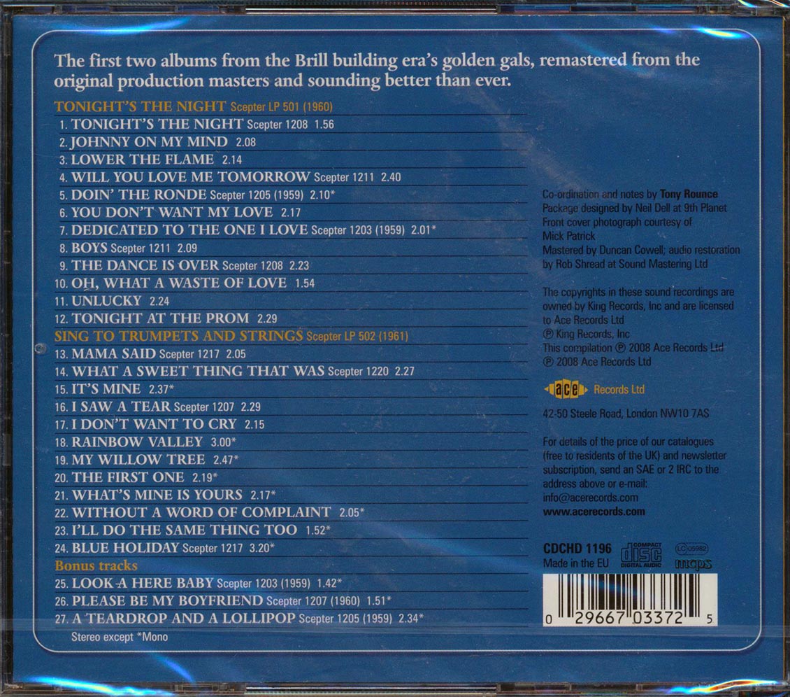 The Shirelles - Tonight's The Night + Sing To Trumpets And Strings (27 tracks)