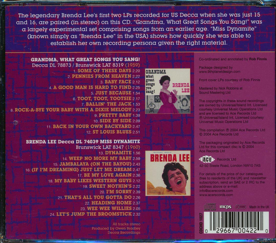 Brenda Lee - Grandma, What Great Songs You Sang + Miss Dynamite (24 tracks)