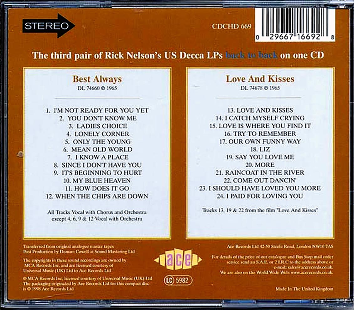 Rick Nelson - Best Always + Love And Kisses (24 tracks)