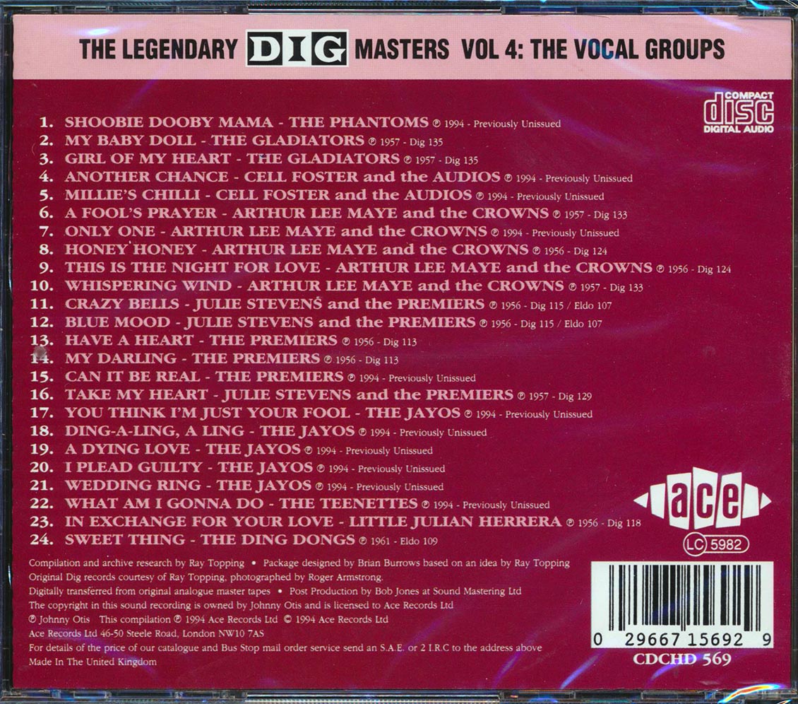 Various - Shoo Be Doo Be: The Legendary Dig Masters Volume 4: The Vocal Groups (24 tracks)