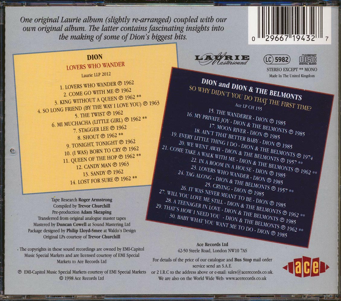 Dion - Lovers Who Wander + So Why Didn't You Do That The First Time (30 tracks)
