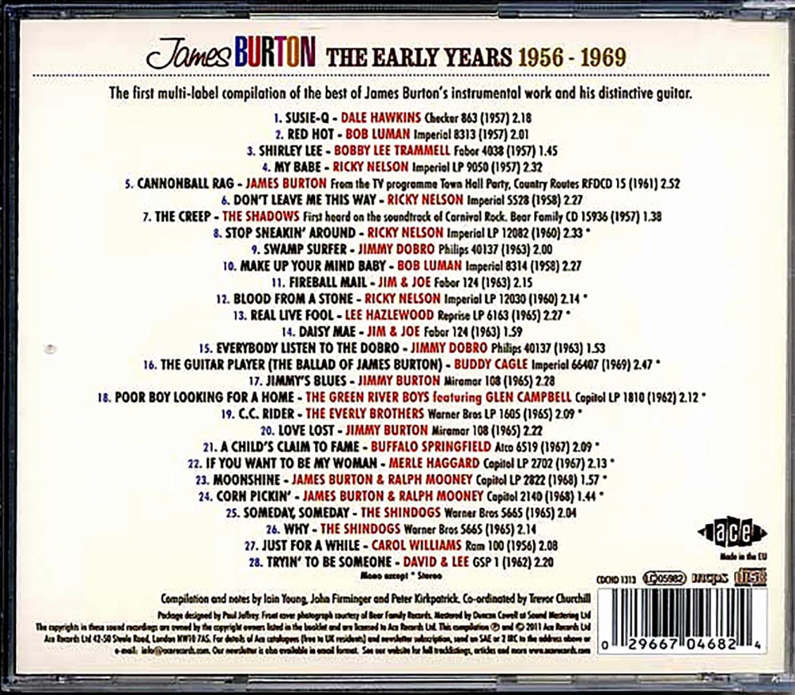James Burton - The Early Years 1956-1969 (28 tracks)